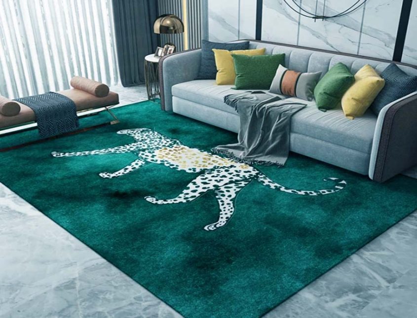 The Best Ideas About Green Leopard Rug