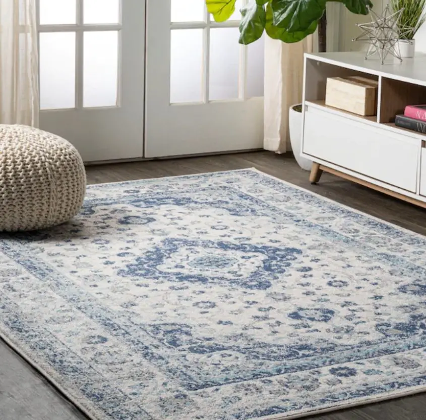 Area Rug With Blue And Gray